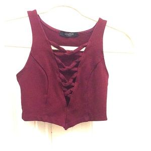 Dark red crop top from a local boutique